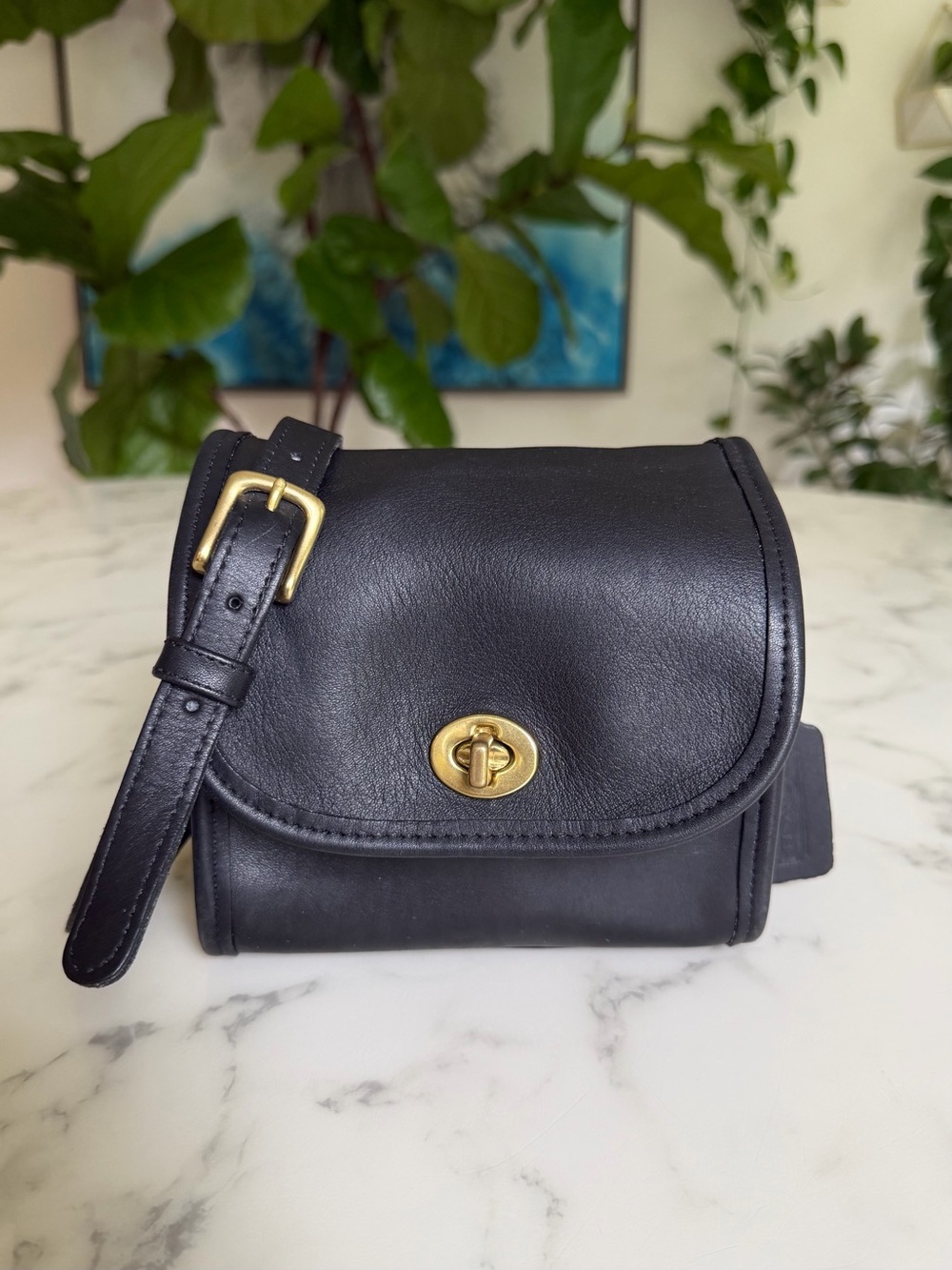 Coach Vintage Emmie Flap Turnlock Crossbody Shoulder Bag 9018 Black 90's USA